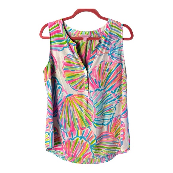 Lilly Pulitzer Silk Multi Colored Sleeveless Blouse - Picture 6 of 6